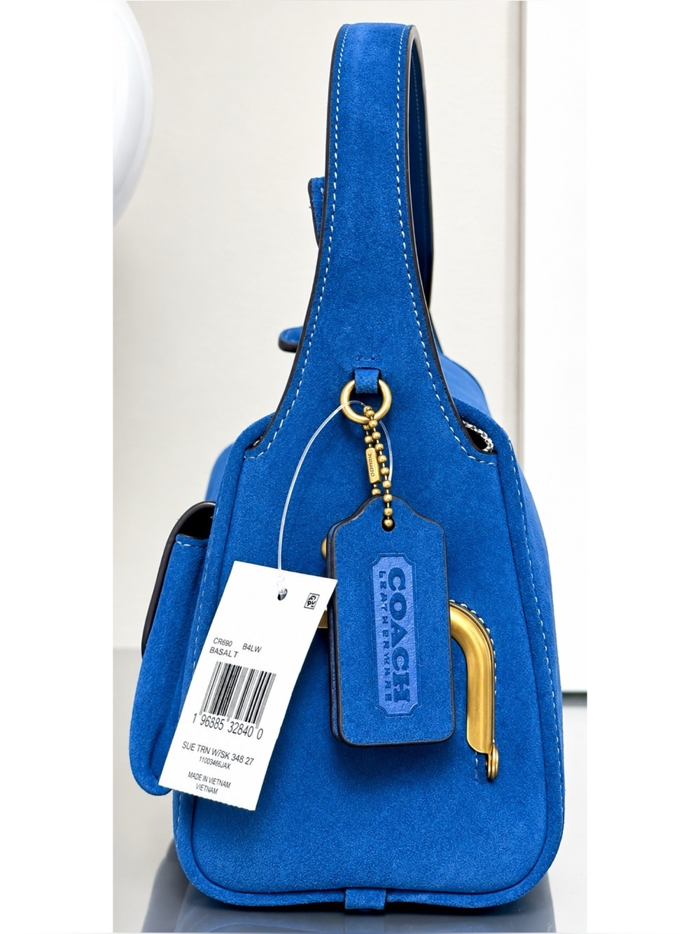 COACH Turnlock Suede Haversack Bag 27, BLUE JAY - Picture 4 of 10